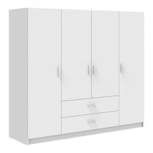 Ντουλάπα τετράφυλλη Royal pakoworld με συρτάρια λευκό 200x58x177εκ c533969