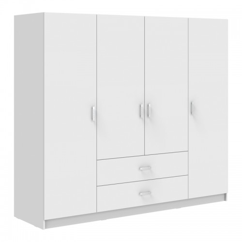 Ντουλάπα τετράφυλλη Royal pakoworld με συρτάρια λευκό 200x58x177εκ c533969