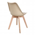 Τραπεζαρία Elijah-Gaston pakoworld σετ 3τεμ pp-pu σε taupe-λευκή απόχρωση με φυσικό πόδι Φ60x74εκ c533990