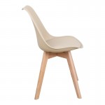 Τραπεζαρία Elijah-Gaston pakoworld σετ 3τεμ pp-pu σε taupe-λευκή απόχρωση με φυσικό πόδι Φ60x74εκ c533990