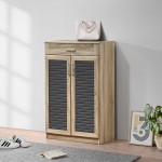 Παπουτσοθήκη-ντουλάπι Sante pakoworld 20 ζεύγων σε sonoma-ανθρακί απόχρωση 80x37x123εκ c534000