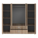 Ντουλάπα τετράφυλλη Royal pakoworld με συρτάρια sonoma 200x58x177εκ c534007