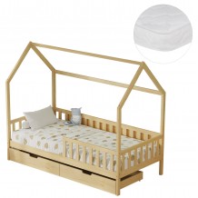 ΚΡΕΒΑΤΙ ΠΑΙΔΙΚΟ ΜΕ ΣΥΡΤΑΡΙΑ PHYLLIS HM21324 ΞΥΛΟ ΠΕΥΚΟΥ ΦΥΣΙΚΟ--ΜΕ ΣΤΡΩΜΑ 90x190εκ c534011