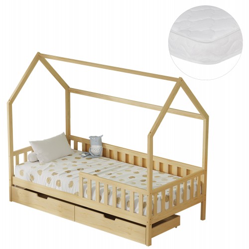 ΚΡΕΒΑΤΙ ΠΑΙΔΙΚΟ ΜΕ ΣΥΡΤΑΡΙΑ PHYLLIS HM21324 ΞΥΛΟ ΠΕΥΚΟΥ ΦΥΣΙΚΟ--ΜΕ ΣΤΡΩΜΑ 90x190εκ c534011