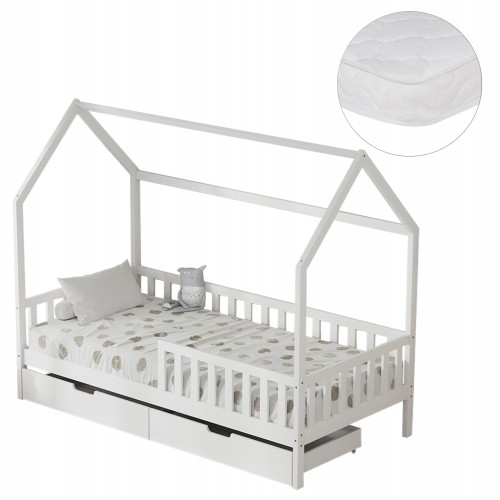 ΚΡΕΒΑΤΙ ΠΑΙΔΙΚΟ ΜΕ ΣΥΡΤΑΡΙΑ PHYLLIS HM21324 01 ΞΥΛΟ ΠΕΥΚΟΥ ΛΕΥΚΟ--ΜΕ ΣΤΡΩΜΑ 90x190εκ c534012