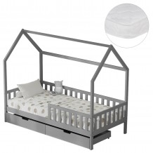 ΚΡΕΒΑΤΙ ΠΑΙΔΙΚΟ ΜΕ ΣΥΡΤΑΡΙΑ PHYLLIS HM21324 02 ΞΥΛΟ ΠΕΥΚΟΥ ΓΚΡΙ--ΜΕ ΣΤΡΩΜΑ 90x190εκ c534013