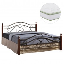 ΚΡΕΒΑΤΙ ΔΙΠΛΟ ΣΤΡΩΜΑ CELINA HM21328 ΜΕΤΑΛΛΟ ΞΥΛΟ ΣΕ DIRTY OAK--ΣΤΡΩΜΑ 150x200εκ c534015