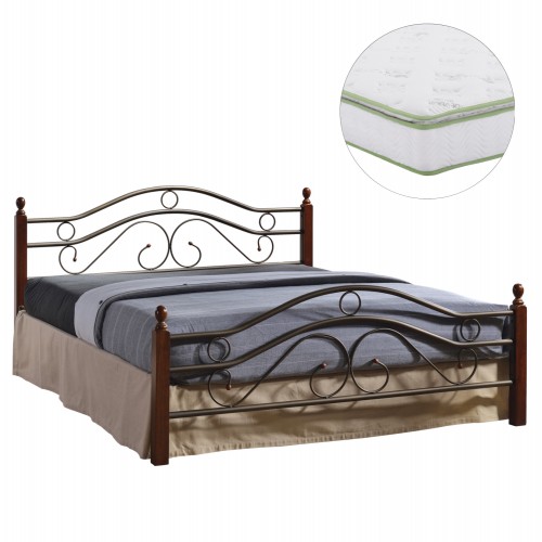 ΚΡΕΒΑΤΙ ΔΙΠΛΟ ΣΤΡΩΜΑ CELINA HM21328 ΜΕΤΑΛΛΟ ΞΥΛΟ ΣΕ DIRTY OAK--ΣΤΡΩΜΑ 150x200εκ c534015