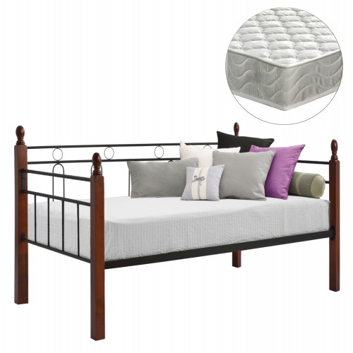 ΚΑΝΑΠΕΣ ΚΡΕΒΑΤΙ ΜΕ ΣΤΡΩΜΑ REVEN HM21329 ΜΕΤΑΛΛΟ ΞΥΛΟ ΣΕ DIRTY OAK--ΣΤΡΩΜΑ 90Χ190εκ c534016