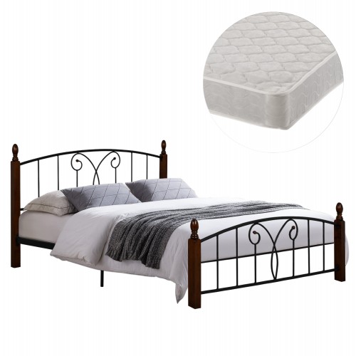 ΚΡΕΒΑΤΙ ΔΙΠΛΟ ΣΤΡΩΜΑ SUZIE HM21332 ΜΕΤΑΛΛΟ ΞΥΛΟ ΣΕ ΚΑΡΥΔΙ--ΣΤΡΩΜΑ 150x200εκ c534033