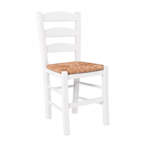 ΣΚΥΡΟΣ Καρέκλα Οξιά Βαφή Εμποτισμού Λάκα Άσπρο Κάθισμα Ψάθα c534052