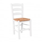 ΣΚΥΡΟΣ Καρέκλα Οξιά Βαφή Εμποτισμού Λάκα Άσπρο Κάθισμα Ψάθα c534052