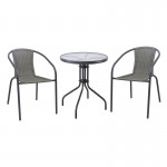 BALENO-W Set Κήπου - Βεράντας Τραπέζι 2 Πολυθρόνες Μέταλλο Ανθρακί Wicker Mixed Grey c534096