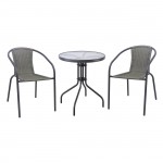 BALENO-W Set Κήπου - Βεράντας Τραπέζι 2 Πολυθρόνες Μέταλλο Ανθρακί Wicker Mixed Grey c534096