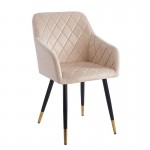 RENA Πολυθρόνα Μέταλλο Βαφή Μαύρο Ύφασμα Velure Απόχρωση Μπεζ SET 2τμχ c534098