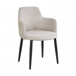 SOUL Πολυθρόνα Τραπεζαρίας Σαλονιού - Κουζίνας Μέταλλο Βαφή Μαύρο Ύφασμα Μπεζ SET 2τμχ c534099