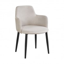 SOUL Πολυθρόνα Τραπεζαρίας Σαλονιού - Κουζίνας Μέταλλο Βαφή Μαύρο Ύφασμα Μπεζ SET 2τμχ c534099