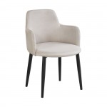 SOUL Πολυθρόνα Τραπεζαρίας Σαλονιού - Κουζίνας Μέταλλο Βαφή Μαύρο Ύφασμα Μπεζ SET 2τμχ c534099