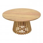 Τραπέζι σαλονιού Radiane pakoworld μασίφ ξύλο ακακίας σε φυσική απόχρωση Φ80x40εκ c534106