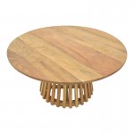 Τραπέζι σαλονιού Radiane pakoworld μασίφ ξύλο ακακίας σε φυσική απόχρωση Φ80x40εκ c534106