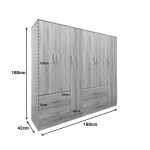 Ντουλάπα εξάφυλλη Lego pakoworld sonoma 180x42x180εκ c534196