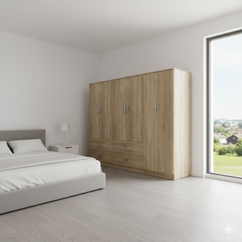 Ντουλάπα εξάφυλλη Lego pakoworld sonoma 240x42x180εκ c534204