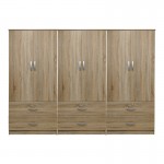 Ντουλάπα εξάφυλλη με συρτάρια Lego pakoworld sonoma 240x42x180εκ c534205