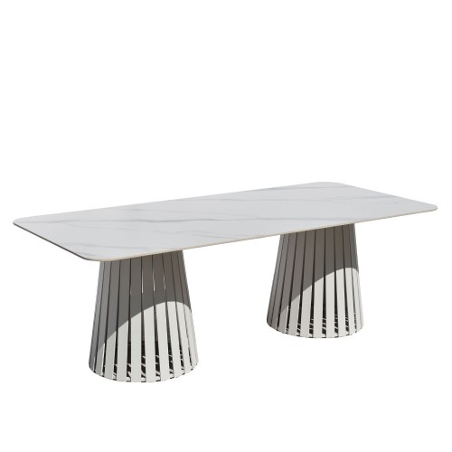 EURORA ΤΡΑΠΕΖΙ ΛΕΥΚΟ ΜΕ ΟΨΗ ΜΑΡΜΑΡΟΥ ΛΕΥΚΟ 220x100x75cm c534210