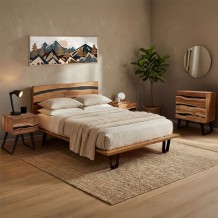 Σετ κρεβατοκάμαρας Imena pakoworld 4τεμ μασίφ ξύλο 160x200εκ c534266