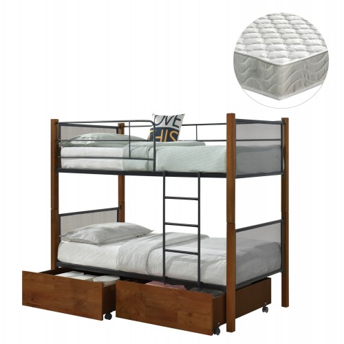 ΚΟΥΚΕΤΑ ΜΕ 2 ΣΥΡΤΑΡΙΑ 2 ΣΤΡΩΜΑΤΑ 90X190εκ RAYVEN HM21336 ΞΥΛΟ ΚΑΙ ΜΕΤΑΛΛΟ c534274