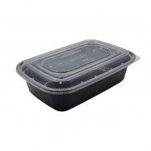 Σκεύος ορθογώνιο Μαύρο PP με Αποσπώμενο Διαφανές Καπάκι 750cc 21 5x14 5xΥ6cm Σετ 50 c534283