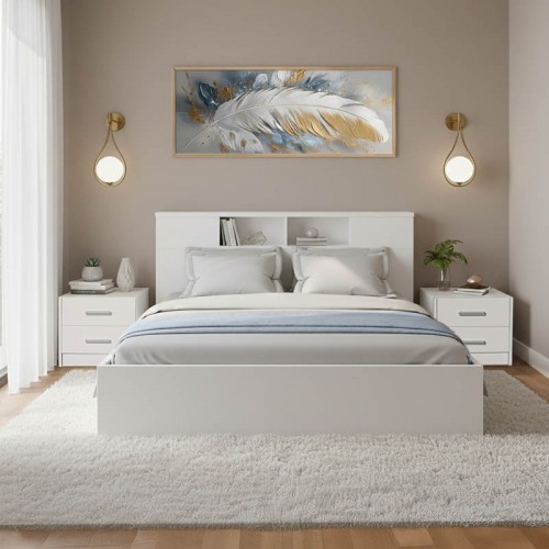 Σετ Κρεβατοκάμαρας Olympus White με Κρεβάτι 140x200εκ Σετ 3τεμ c534333