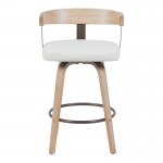 Σκαμπό μπαρ Anesy pakoworld περιστρεφόμενο μεσαίου μεγέθους μέταλλο-ξύλο με ύφασμα σε μπεζ απόχρωση 54x50x85εκ c534370