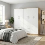 Ντουλάπα πεντάφυλλη Lego pakoworld sonoma-λευκό 170x42x180εκ c534384