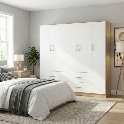 Ντουλάπα πεντάφυλλη Lego pakoworld sonoma-λευκό 170x42x180εκ c534384