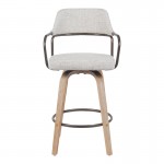 Σκαμπό μπαρ Tertia pakoworld περιστρεφόμενο μεσαίου μεγέθους μέταλλο-ξύλο με ύφασμα σε μπεζ-καφέ απόχρωση 54x52x98εκ c534387