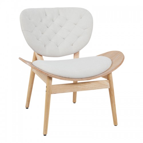 Πολυθρόνα Udalle pakoworld ξύλο σε φυσική απόχρωση με μπεζ ύφασμα 77x70x81εκ c534404