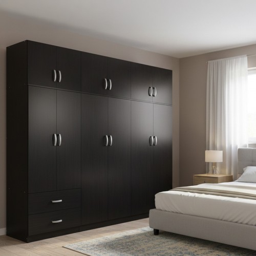 Ντουλάπα εξάφυλλη με πατάρι Lego I pakoworld wenge 240x42x240εκ c534448