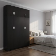 Ντουλάπα τετράφυλλη με πατάρι Lego Ι pakoworld wenge 160x42x240εκ c534465