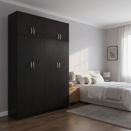 Ντουλάπα τετράφυλλη με πατάρι Lego Ι pakoworld wenge 160x42x240εκ c534465