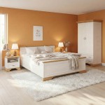 Σετ Κρεβατοκάμαρας Jaden με Κρεβάτι oak -λευκό 160x200εκ Σετ 4τεμ c534466