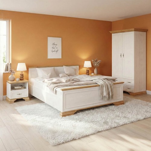 Σετ Κρεβατοκάμαρας Jaden με Κρεβάτι oak -λευκό 160x200εκ Σετ 4τεμ c534466