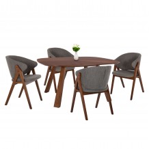 ΣΕΤ ΤΡΑΠΕΖΑΡΙΑΣ 5ΤΜΧ HANA HM21340 02 ΤΡΑΠΕΖΙ ΑΠΟ MDF--ΚΑΡΕΚΛΕΣ ΑΠΟ RUBBERWOOD c534477