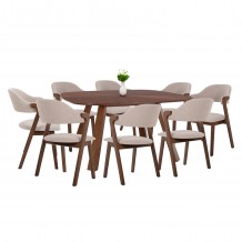 ΣΕΤ ΤΡΑΠΕΖΑΡΙΑΣ 9ΤΜΧ RIDER HM21341 ΤΡΑΠΕΖΙ ΑΠΟ MDF--ΚΑΡΕΚΛΕΣ RUBBERWOOD ΥΦΑΣΜΑ c534478