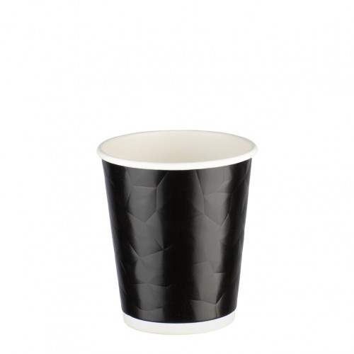 Χάρτινο Ποτήρι ΑΝΑΓΛΥΦΟ Ρόμβος 8oz διπλού τοιχώματος ζεστών και κρύων μαύρο Σετ 100 c534488
