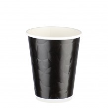 Χάρτινο Ποτήρι ΑΝΑΓΛΥΦΟ Ρόμβος 12oz διπλού τοιχώματος ζεστών και κρύων μαύρο Σετ 100 c534489