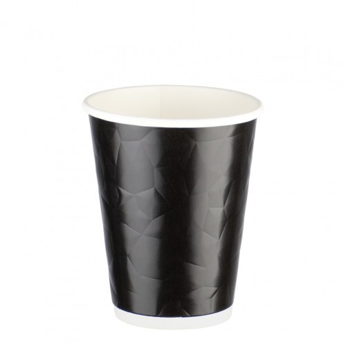 Χάρτινο Ποτήρι ΑΝΑΓΛΥΦΟ Ρόμβος 12oz διπλού τοιχώματος ζεστών και κρύων μαύρο Σετ 100 c534489