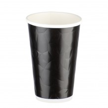 Χάρτινο Ποτήρι ΑΝΑΓΛΥΦΟ Ρόμβος 16oz διπλού τοιχώματος ζεστών και κρύων μαύρο Σετ 100 c534490