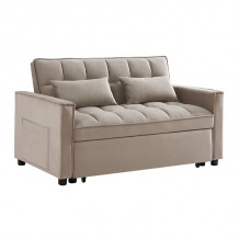 TEMPO Καναπές - Κρεβάτι Με ανάκλιση πλάτης Ύφασμα Velure Μπεζ c534503