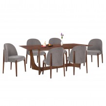 ΣΕΤ ΤΡΑΠΕΖΑΡΙΑΣ 7ΤΜΧ RIMER HM21339 ΤΡΑΠΕΖΙ ΑΠΟ MDF--ΚΑΡΕΚΛΕΣ ΑΠΟ RUBBERWOOD ΥΦΑΣΜΑ c534597